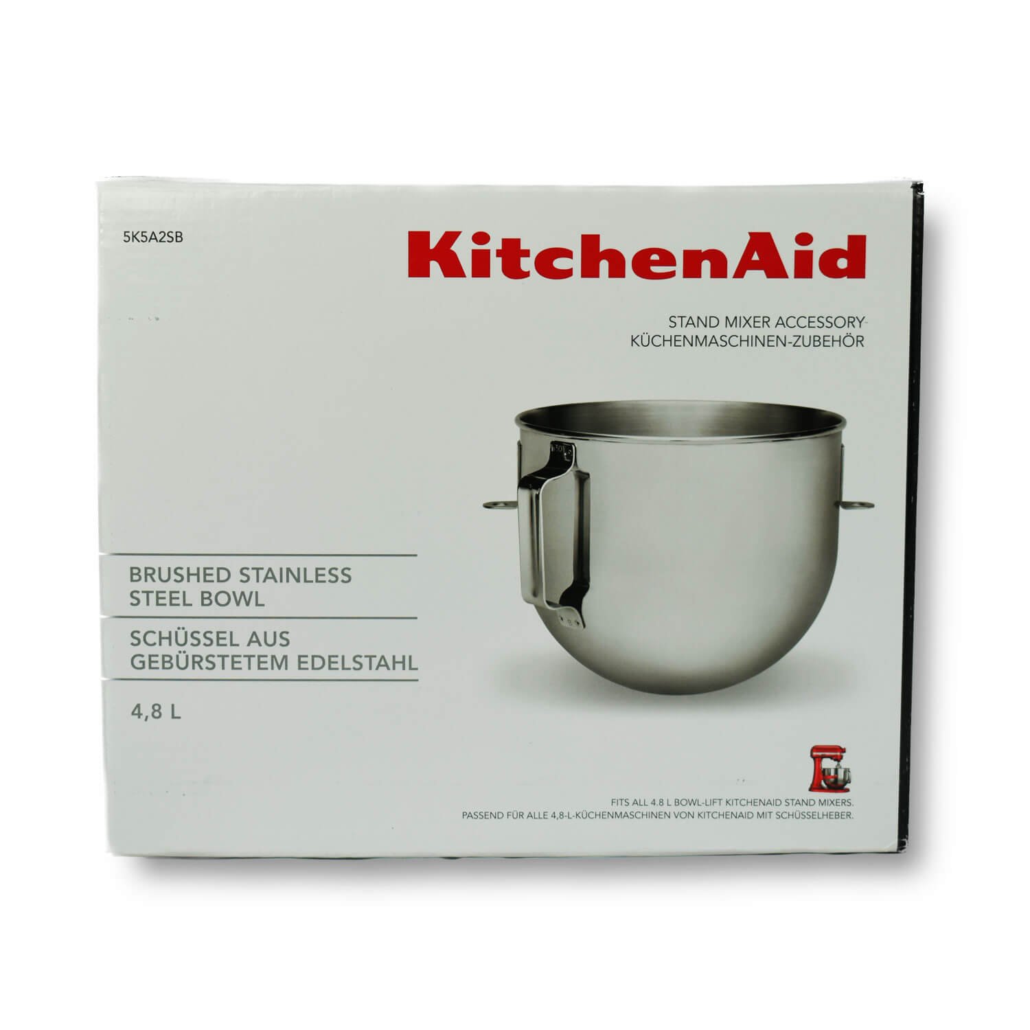 KitchenAidEdelstahlschüssel 4,83 Liter für Heavy Duty KPM5, KPM50 und