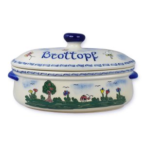 Bild zu Brottopf, RUMP-Topf aus Westerwald-Keramik oval groß, Dekor Westerwälder Wiese