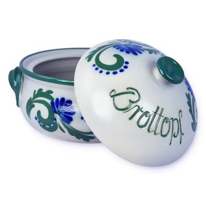 Bild 3 zu Artikel Brottopf, RUMP-Topf aus Westerwald-Keramik rund, Dekor grün-blau 